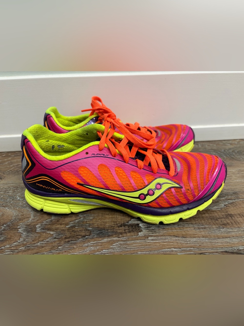 Saucony Women's Athletic Shoe - Pink, Orange & Neon Yellow, Women’s 7.5 - Picture 2 of 6